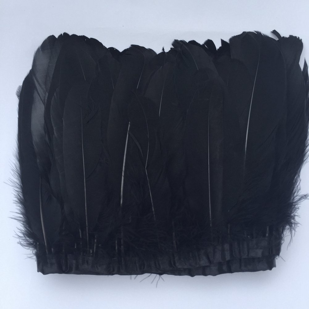 Shekyeon Duck Goose Feather Trim Fringe Sewing Craft 2 Yards(Black) — image 1