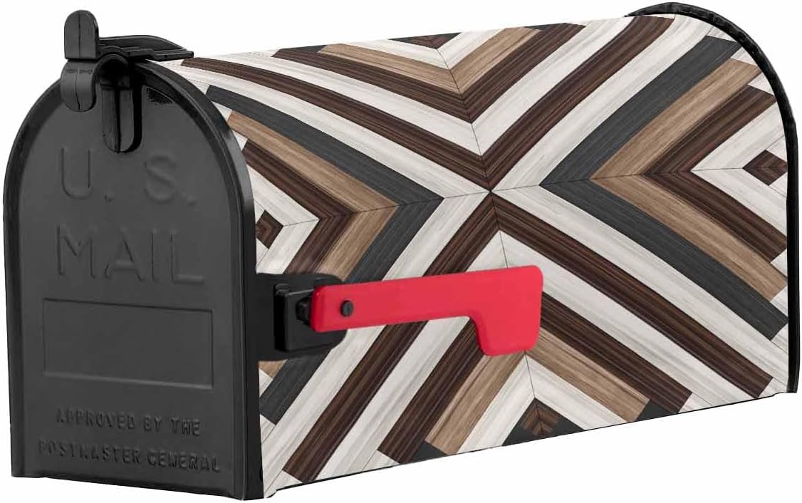 Southwestern Mailbox Covers Magnetic Standard Size,Decorative Post Letter Numbers Box Wrap Decoration Covers Small Accessories for Garden Yard Outdoor Décor Brown Black American Tribe Boho Wooden