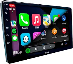 CENTRAL MULTIMÍDIA SLIM, OCTA-CORE, TELA 9" QLED FULL TOUCH, ANDROID 13, 3/32GB, ESPELHAMENTO, CARPLAY E ANDROID AUTO CONECTIVIDADE COM OU SEM FIO