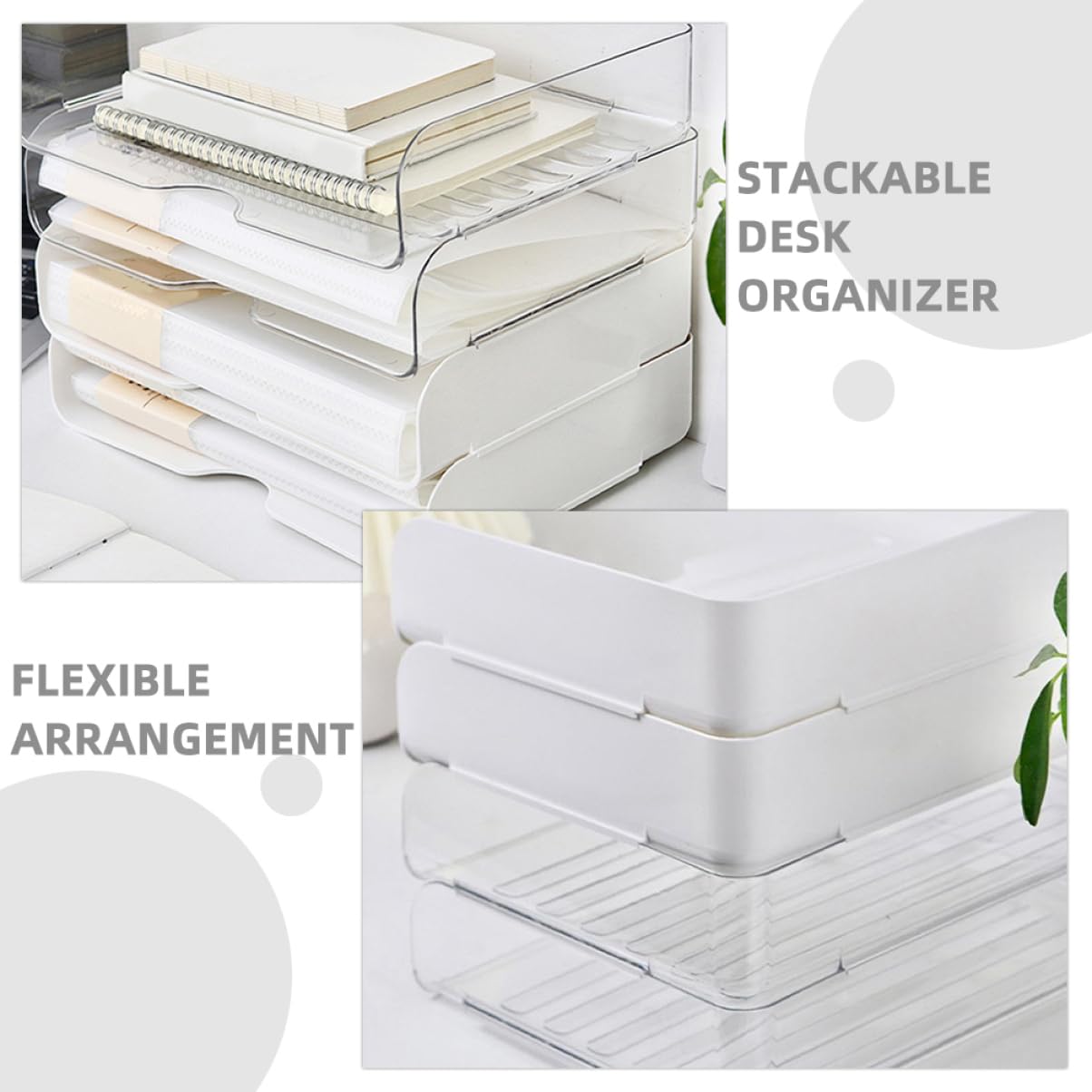 HOMSFOU 4pièces Support Bureau Plateau Transparent Trieur De Dossiers Bacs De Rangement Organisateur Pour Papeterie Documents Salle De Classe