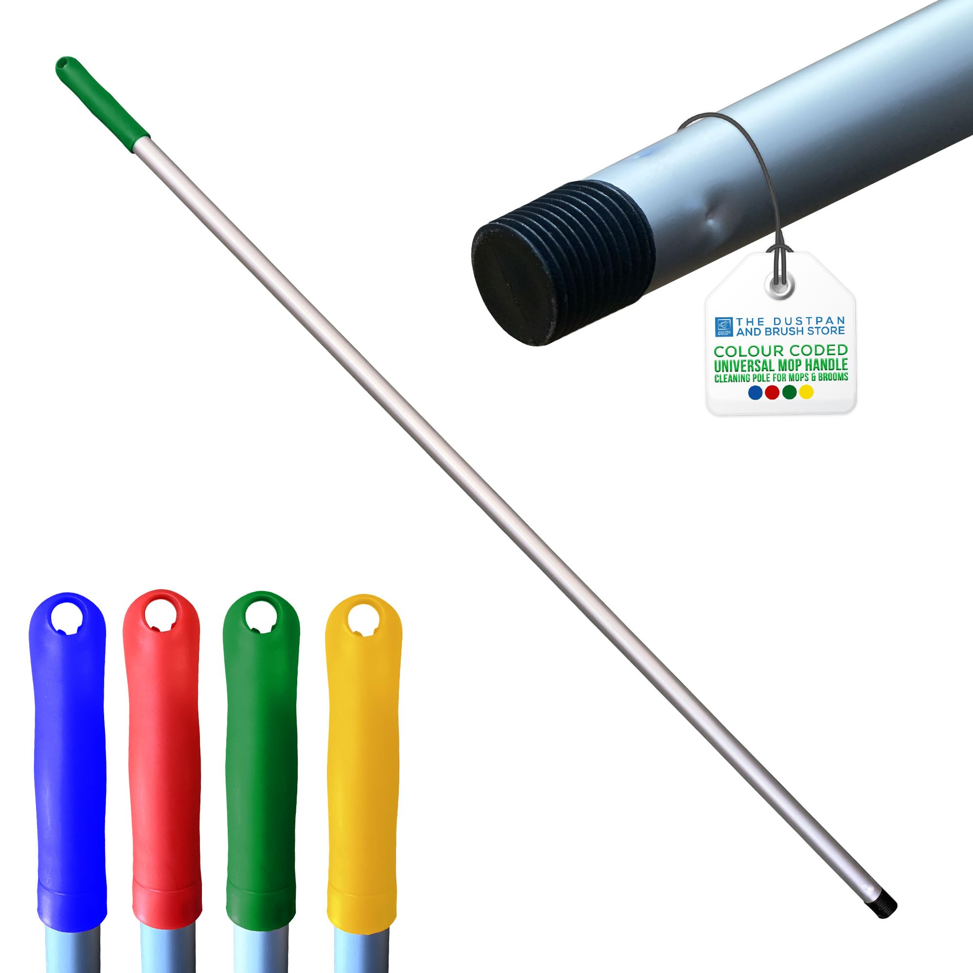 Tdbs The Dustpan And Brush Store Green Colour Coded Mop And Broom Handle Replacement – 120Cm Long Aluminium Handle Screw End, Interchangeable That Fits Most Broom And Mop Head (Green)