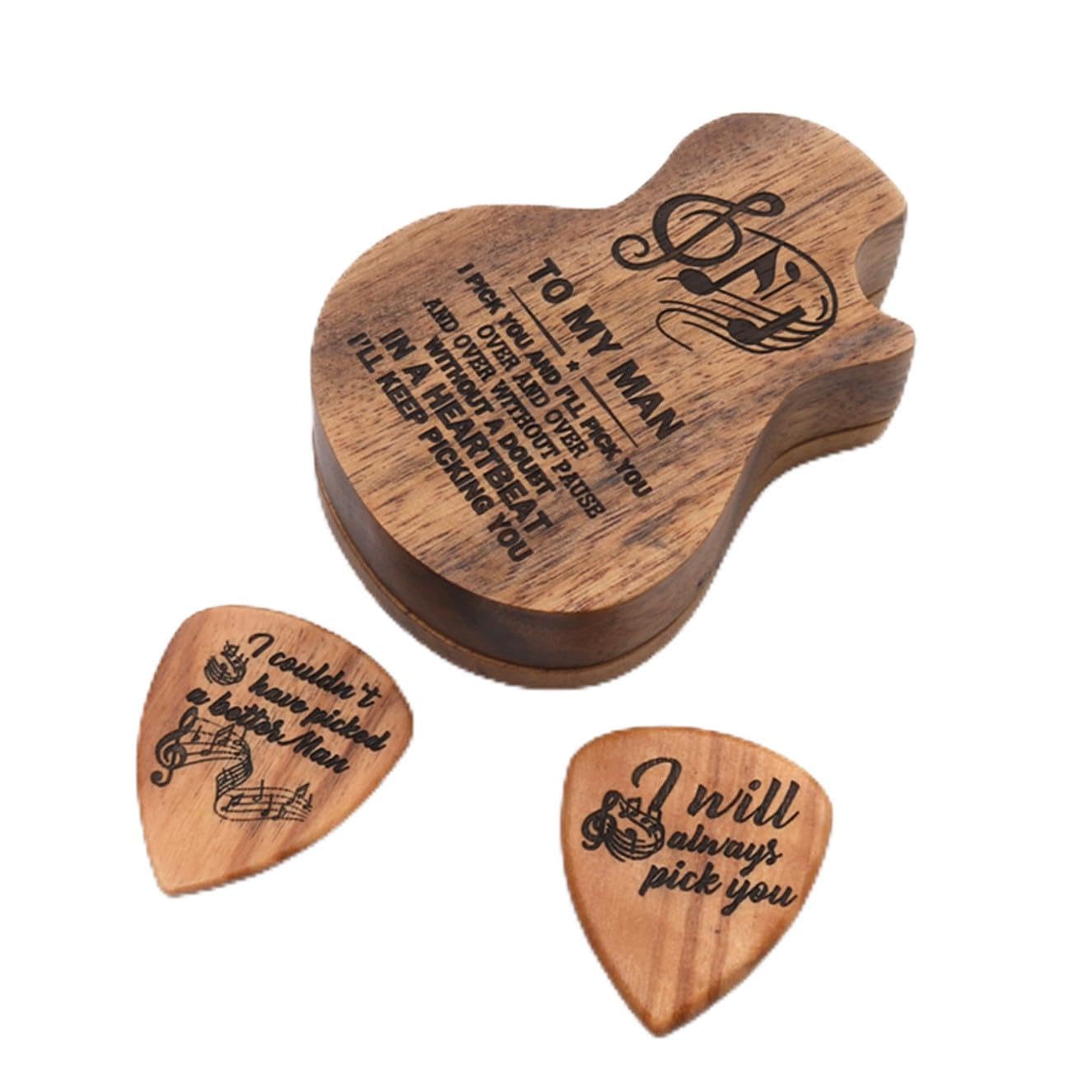 ifundom 2juegos Caja Forma De Guitarra para Púas Púas De Madera Accesorios para Guitarristas Logo para Guitarra Ukelele