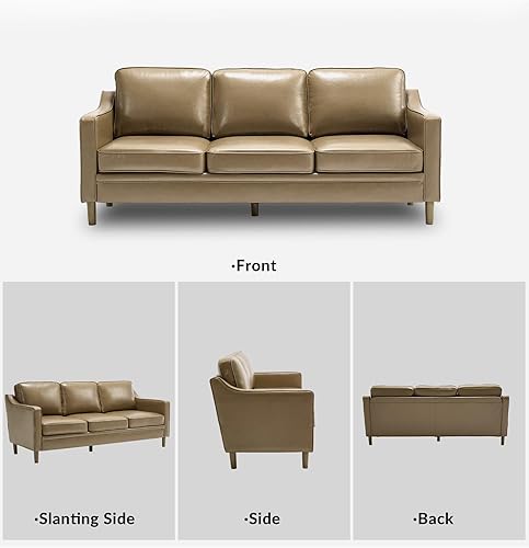 Miniatura 8 de Kingfun Sofá de piel sintética de 80 pulgadas, sofá de 3 plazas, sofás modernos de mediados de siglo con patas de madera maciza para sala de estar y