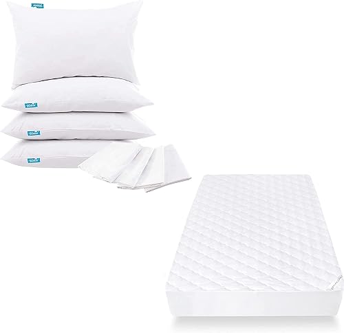 Protector de almohada King impermeable, paquete de 4 y protector de colchón de tamaño completo, impermeable