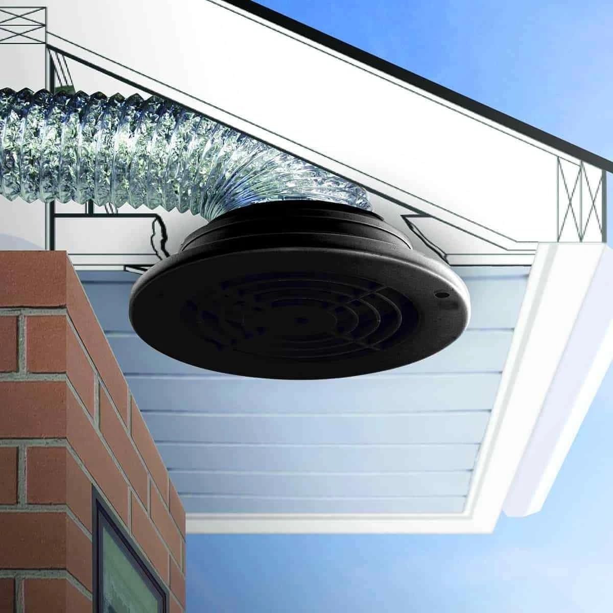 Black SEVBLKX 4", 5", 6" Soffit Exhaust Vent Compatible with Bathroom and Kitchen Fan
