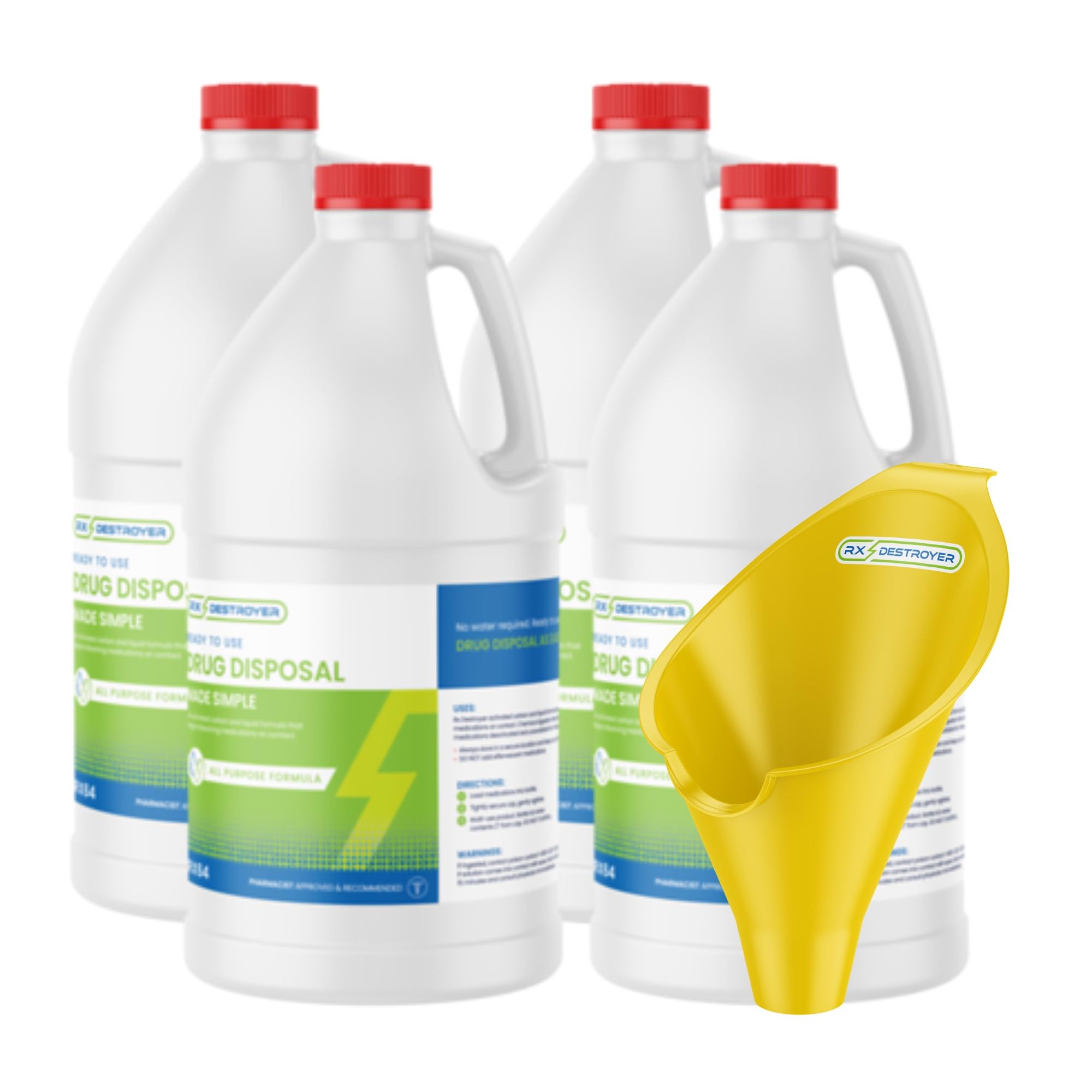 All-Purpose Formula, 4-Pack with Fast Load Funnel - Eco-Friendly Drug Disposal in a Bottle for Pills, Capsules, Tablets, Liquids - 64 oz., 5 Count, 1 Pack