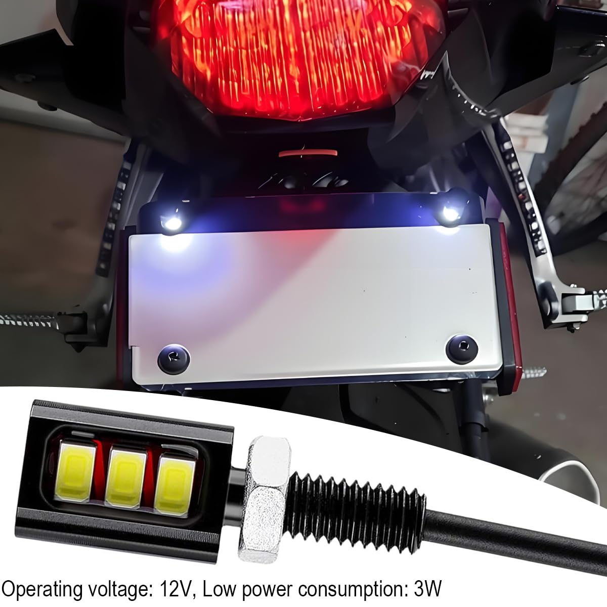 Oświetlenie tablicy rejestracyjnej motocykla, uniwersalna lampa z aluminium, wodoszczelna, super jasna, 12 V, uniwersalne bolce, tylne światło LED do samochodu, motocykla, ciężarówki, kampera