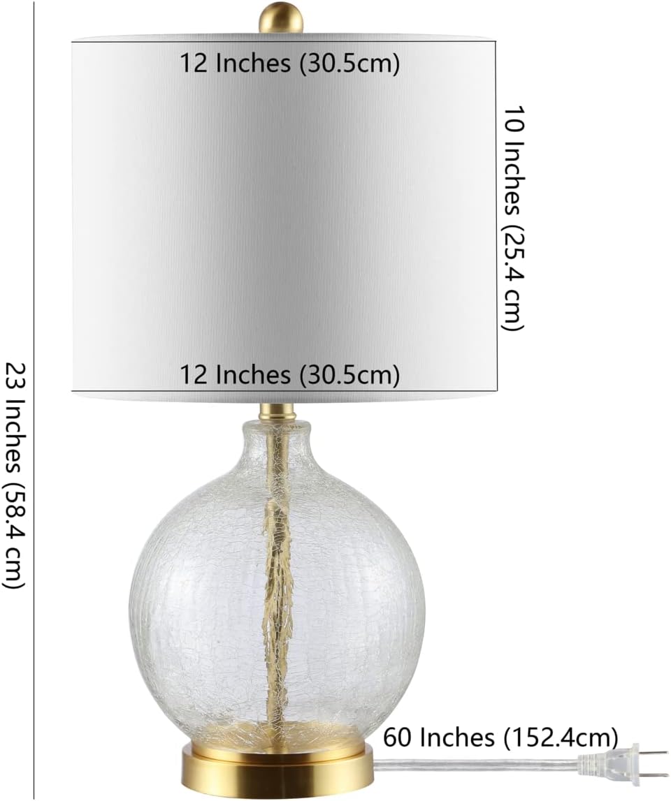 SAFAVIEH Lighting Collection Lovell Clear Glass/ Gold 22-inch Bedroom Living Room Home Office Desk Nightstand Table Lamp (LED Bulb Included)