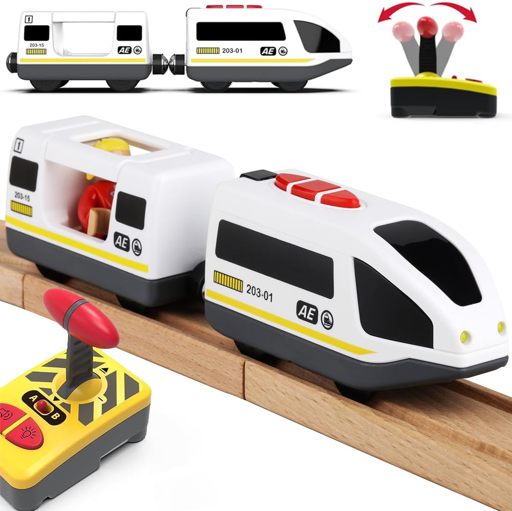 Amazon | HYPERLIVING 電動木製レールトレイン 磁気接続付きリモコン