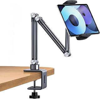 OATSBASF Phone & Tablet Holder Bed Gooseneck Mount, Aluminum Long Arm Foldable Lazy Stand, Universal 360 Degree Rotatable for iPhone, iPad, Tablet