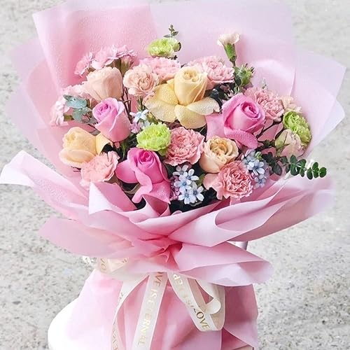 Miniatura 32 de 20 hojas de papel de regalo de flores blancas, papel de regalo de flores blancas, impermeable, con borde blanco, suministros de floristería