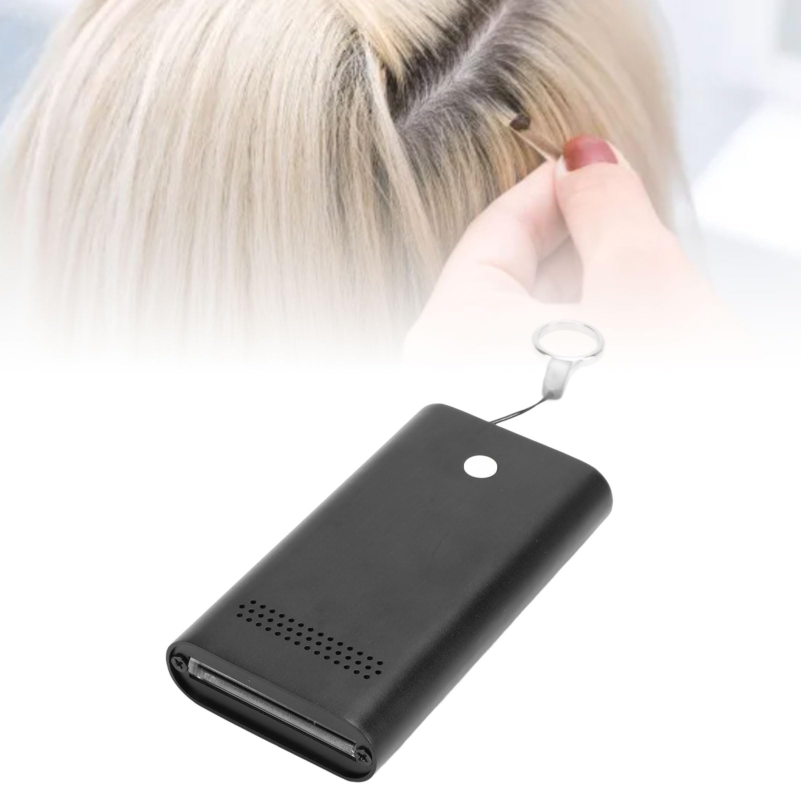 Luz UV para extensiones de cabello, lámpara profesional LED de curado a 395 nm, máquina de pegamento para extensiones de cabello sin residuos con batería de 5000 mAh para salones y