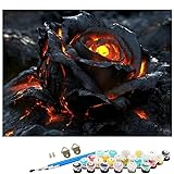 Pintar por Numeros Adultos llama DIY Pintar por Numeros Niños flor Paint by Numbers Adult Kit de Pintura al óleo de Lienzo con 3 Pinceles Pigmento, Decoración Hogar Regalos 50x70cm (Sin marco) L8-722