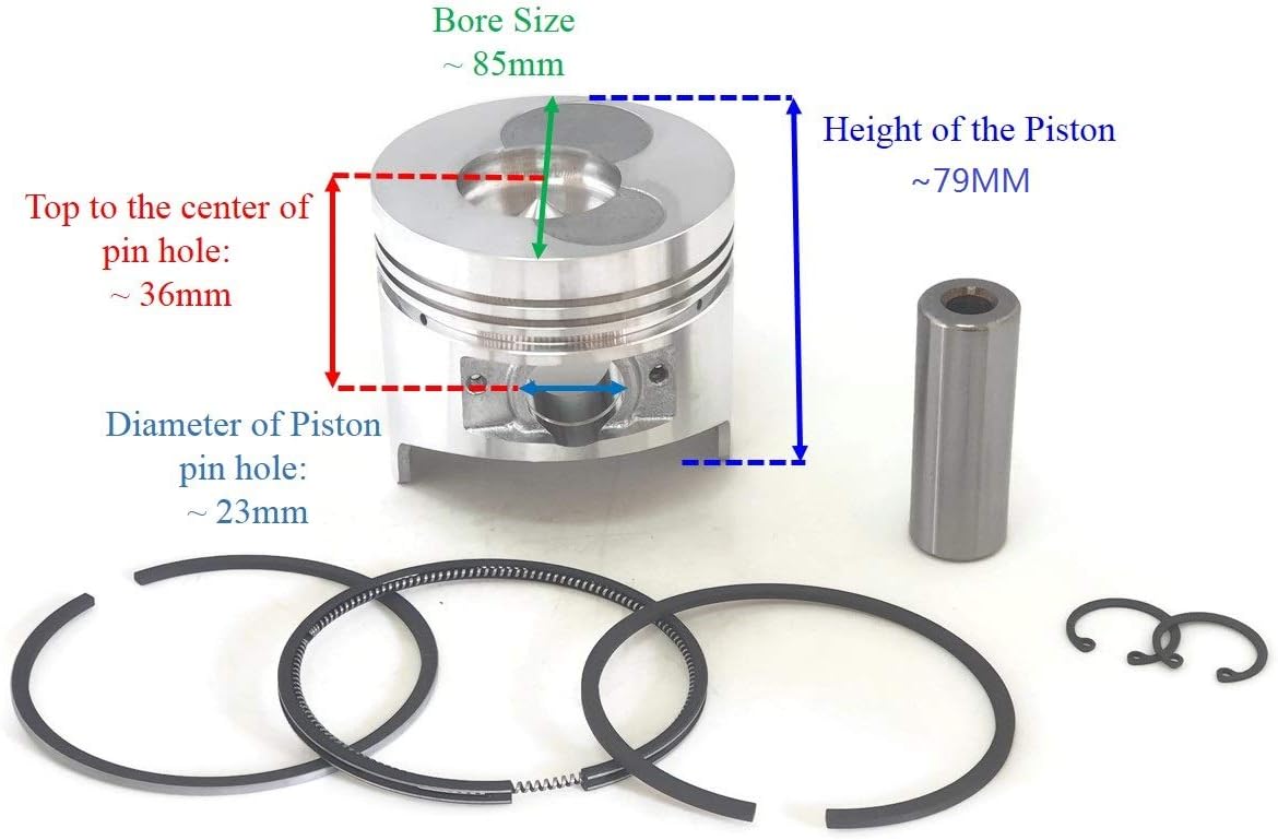 ITACO Piston Ring Set for Yanmar L100 Chinese 10HP 186F 186FA Diesel Engine 86MM STD 714970-22500, Chinese 4-inch Diesel Water Pump