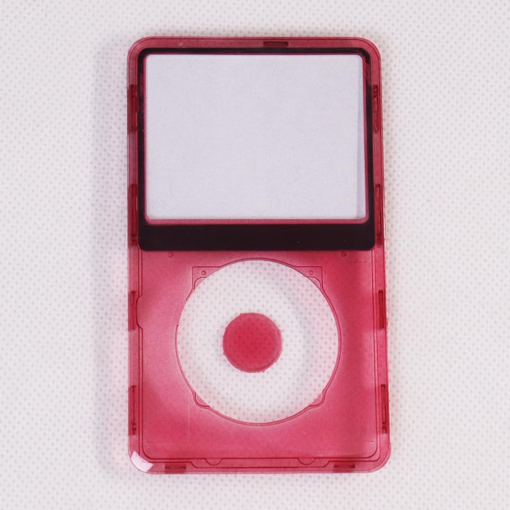 Classic Transparent Clear Red Plastic Front Cover Faceplate Housing Case with ClickWheel and Button for iPod 6th 7th Classic 80GB 120GB 160GB