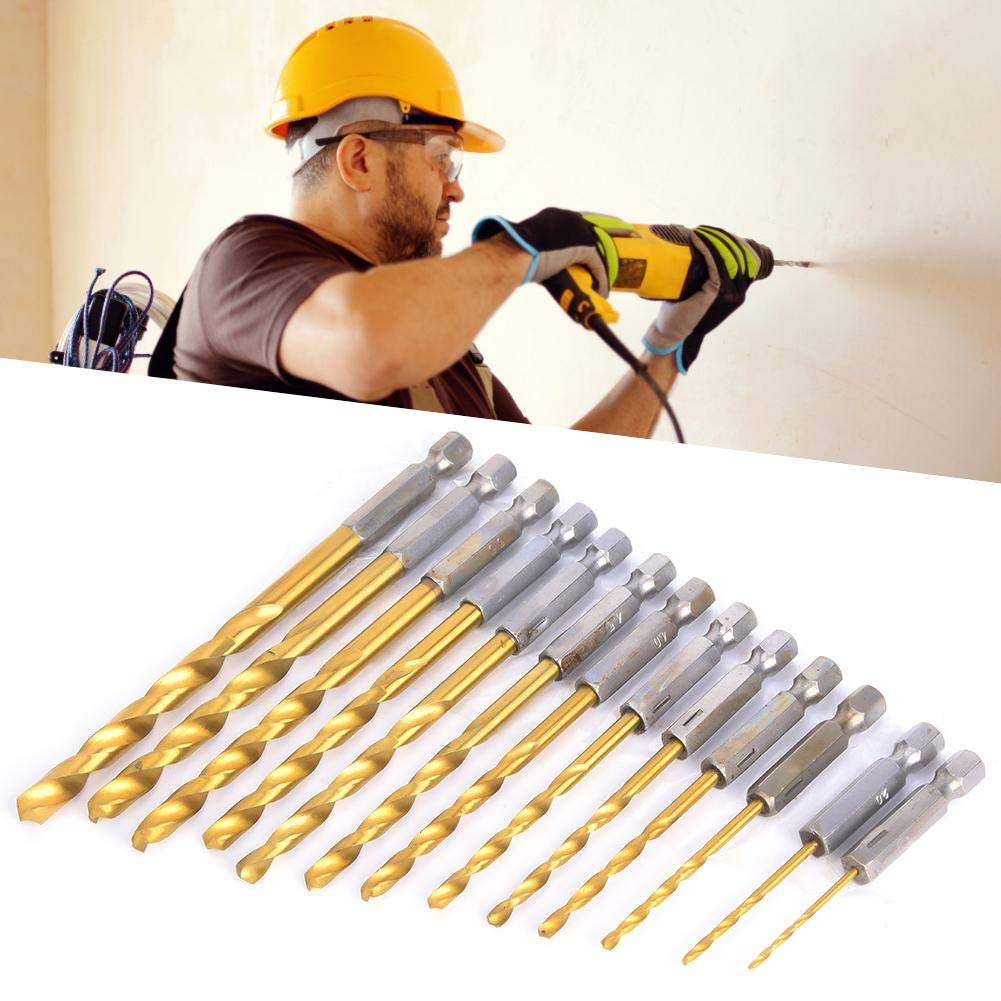 Hex Shank Drill Bit Sets, 13pcs 1/4inch High Speed Steel Drilling Bits Kit 1.5-6.5mm Spiral Flutes Bit for Wood Plastic Iron Steel Copper Aluminum: Tools & Home Improvement