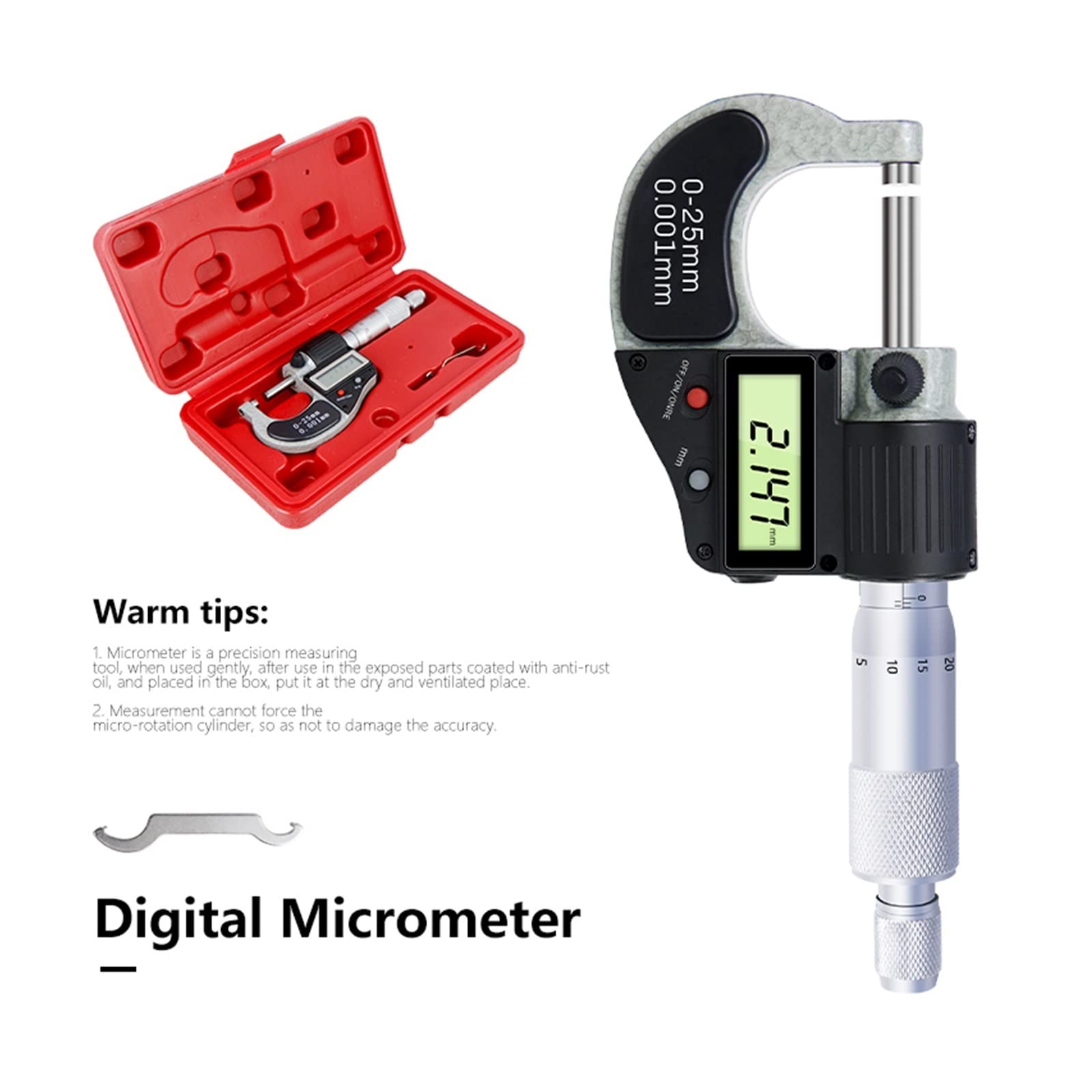 Mikrometr, Mikrometr cyfrowy 0-25 mm 0,001 zaciskacz elektroniczny zewnętrzny mikrometr chromowane narzędzia pomiarowe miernika zacisków
