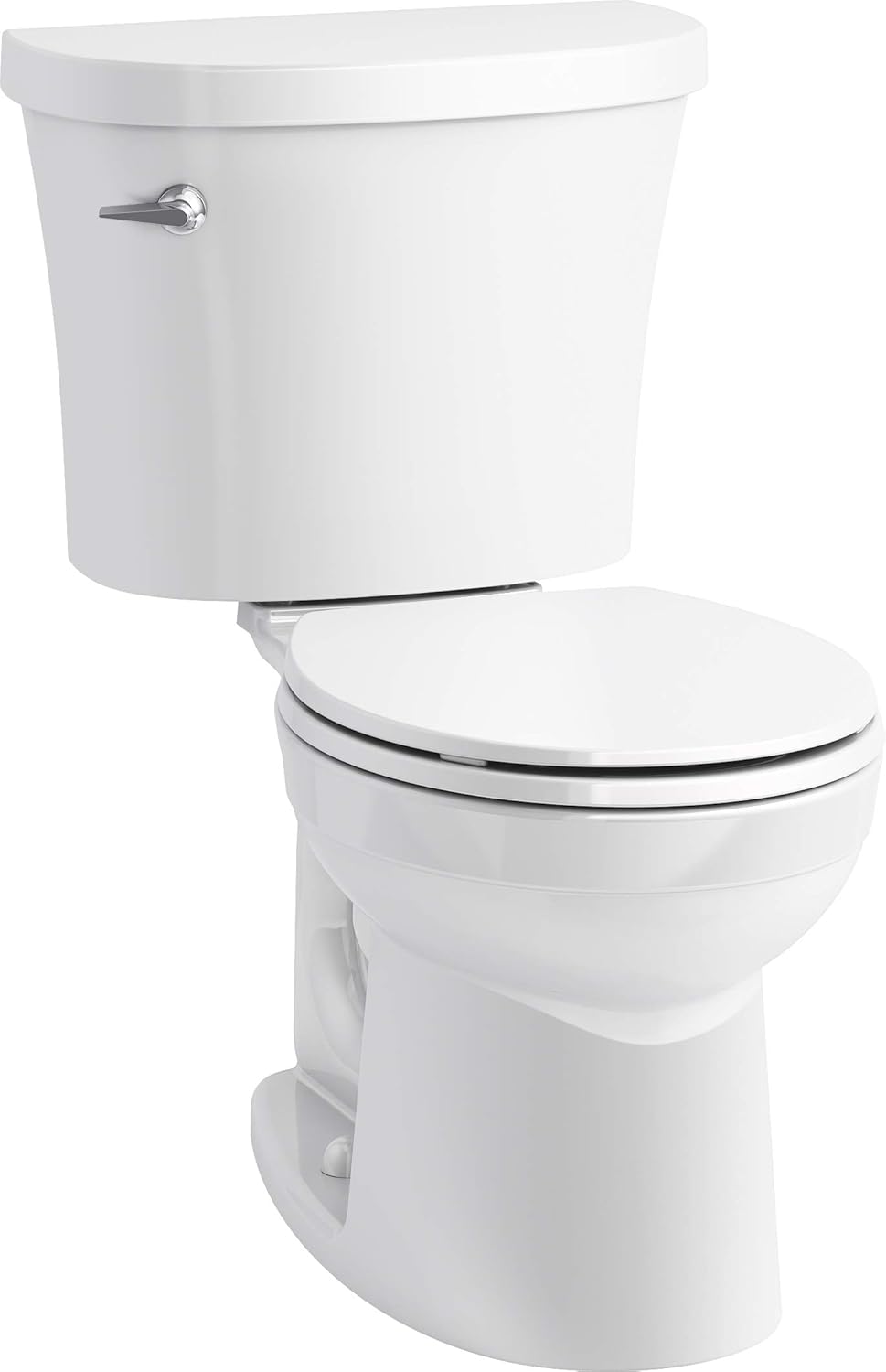 KOHLER Kingston™ two-piece round-front 1.28 gpf Toilet with Left-hand Trip Lever, Antimicrobial Finish, and Tank Cover Locks