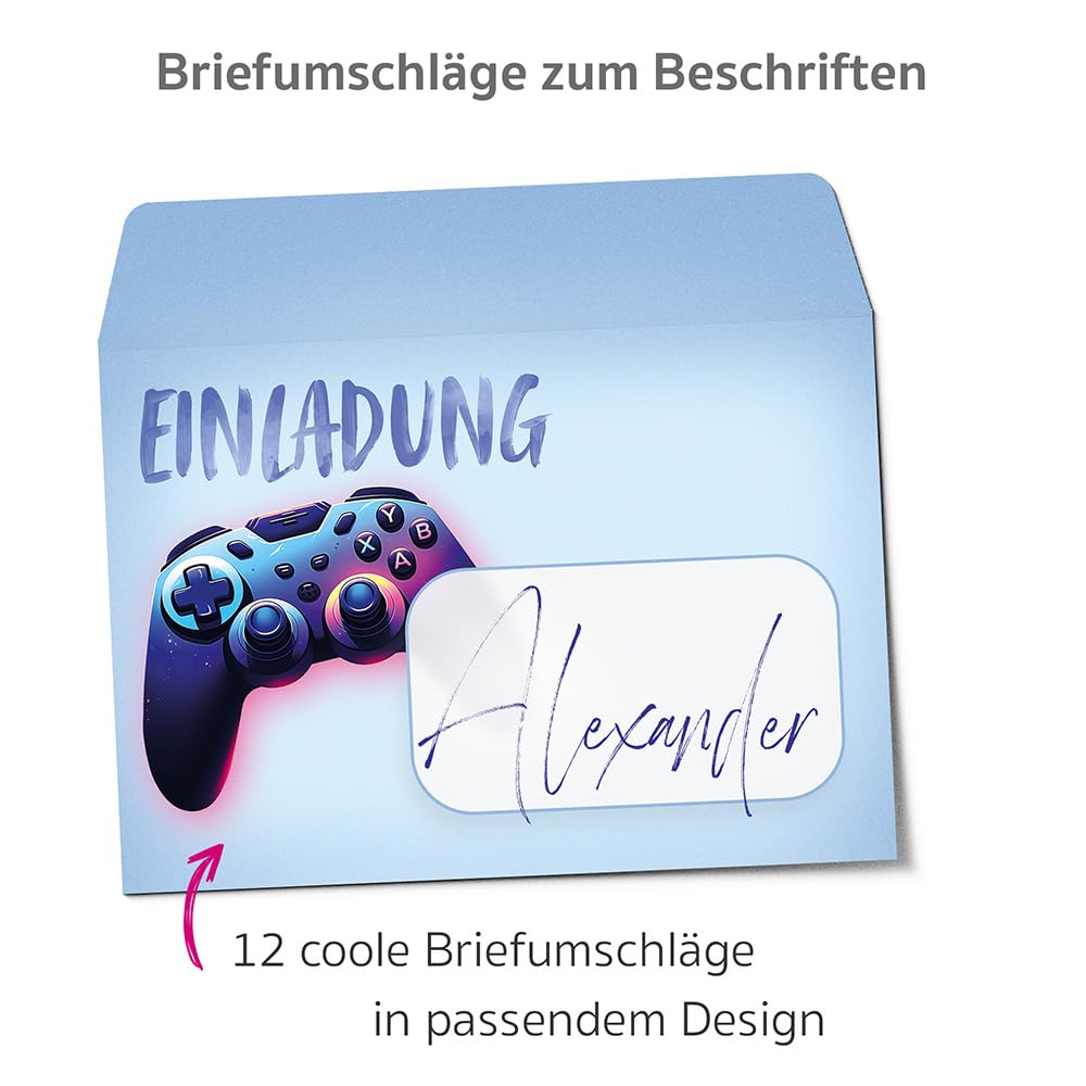 EinhornLiebe® biglietti d'invito con unicorno, 12 pezzi con buste e adesivi, inviti per il