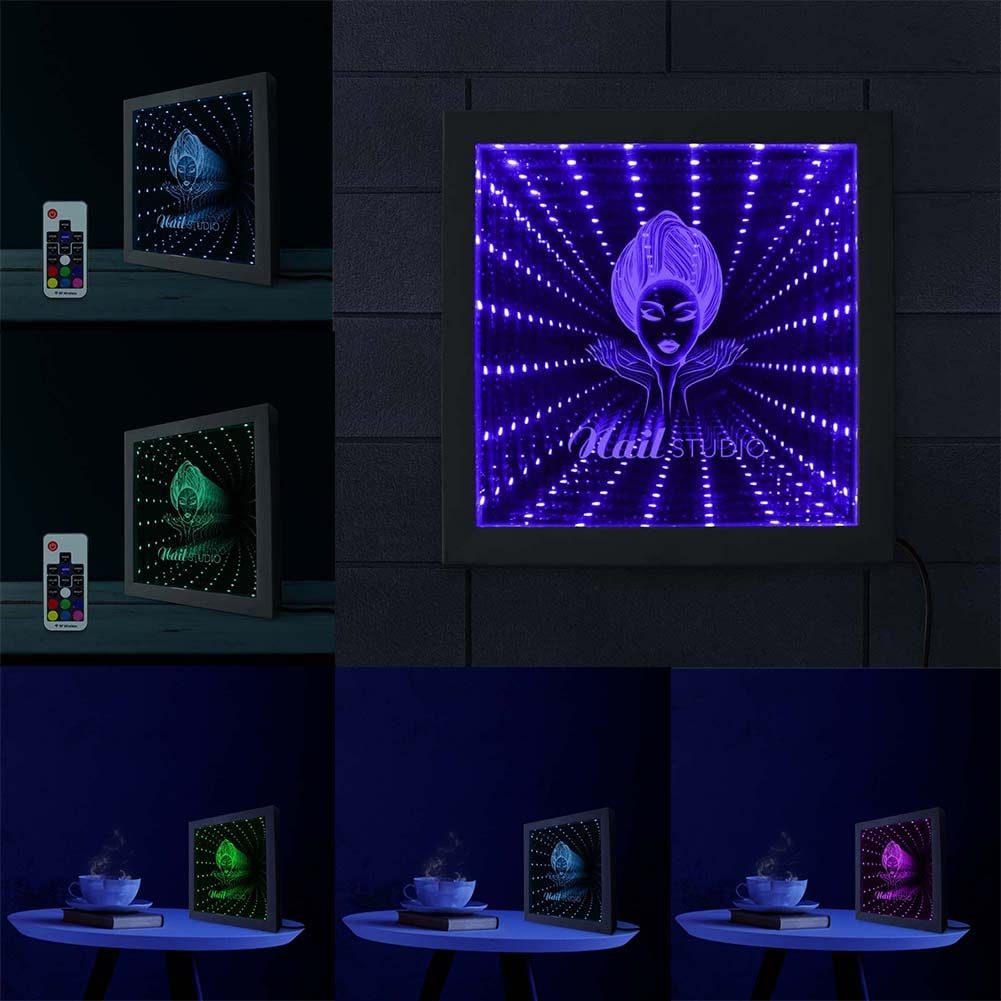 Mirror Lámpara De Túnel Infinity Espejo Túnel De Iluminación De La Lámpara Led De La Fiesta Sensorial Decoración Led Sensor Luz Infinity Tunnel Lámpara De Noche 3d Visual Illusion Light Para Fiesta (
