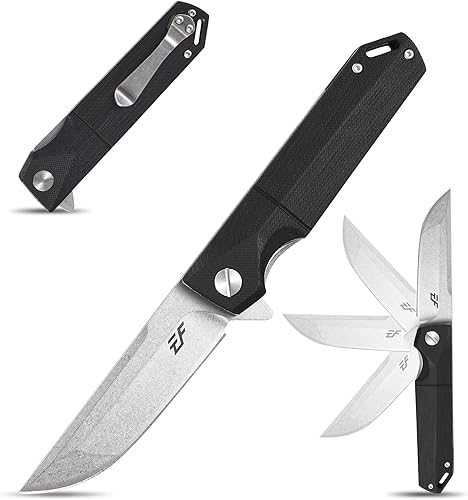 Eafengrow EF71 EDC Flipper Cuchillo utilitario plegable con bloqueo de revestimiento Cuchillo táctico clásico para campamento, supervivencia,