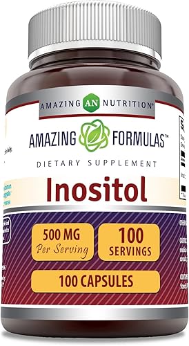 Amazing Formulas Inositol 500 mg Suplemento de cápsulas Sin OMG Sin gluten Fabricado en Estados Unidos (1 paquete 100 unidades)