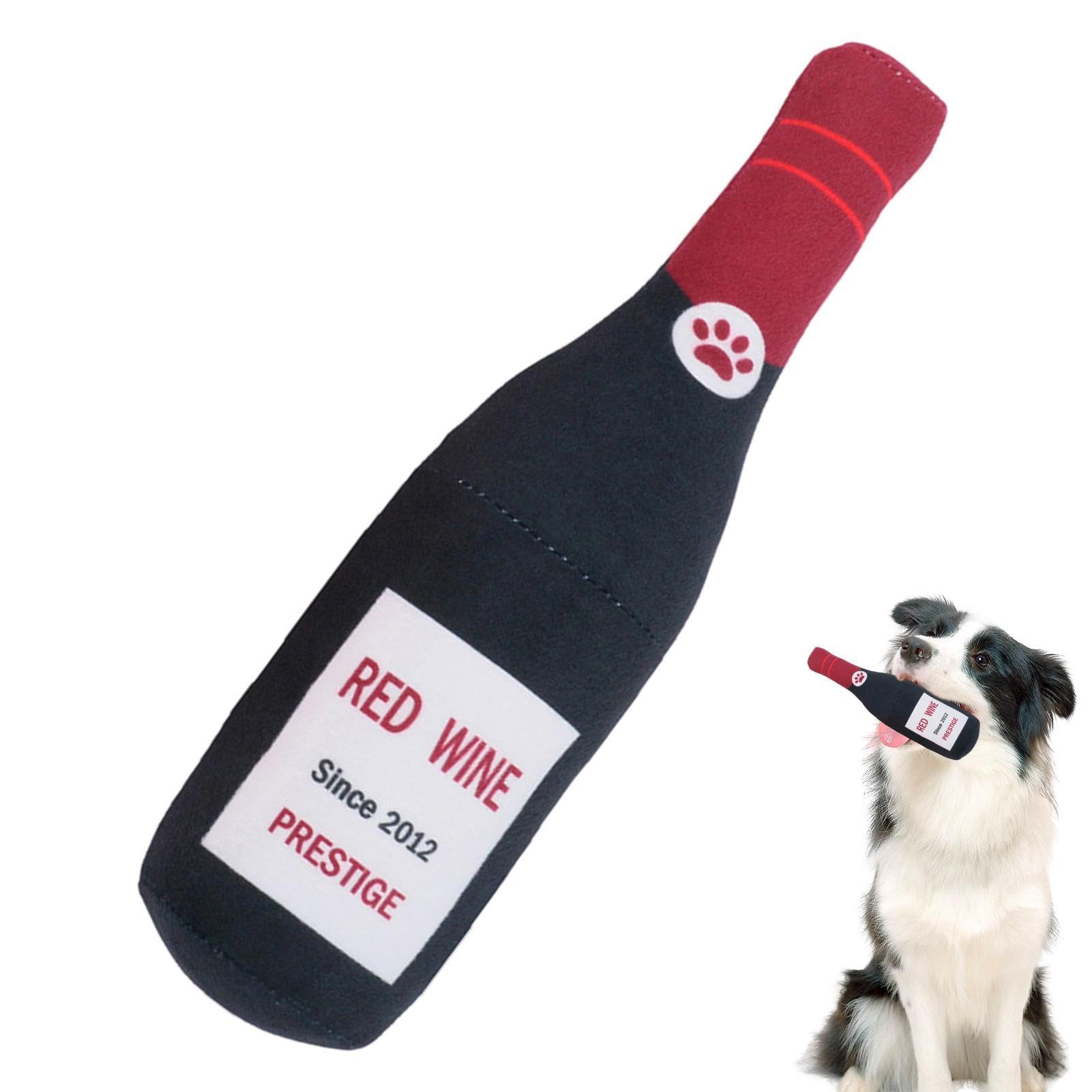Furtryvl Pet Plush Toys | Dog Plush Red Wine Dog Squeaky Toy | Puppy Dog Toys, Fun Squeaky Dog Toys, Dog Chew Toys For Small Medium Large Dogs And Puppy
