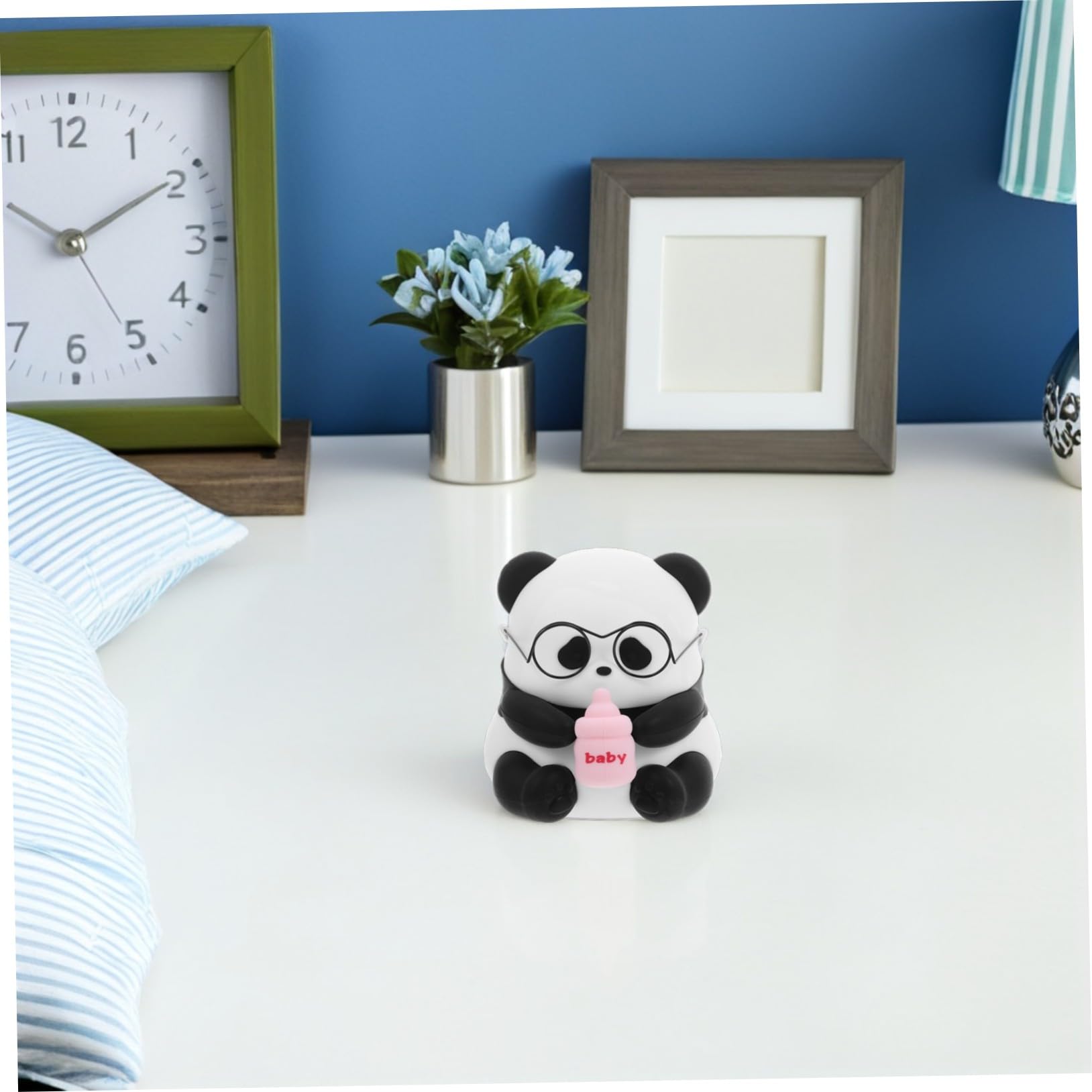 Operitacx Luz de Noche Recargable de Silicona con Diseño de Panda Sentado Luz con LED de Lámpara Portátil para Habitación Infantil y Dormitorio de Bebés