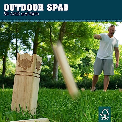 Foto von XXL Kubb Premium Wikinger Spiel Hartholz für Erwachsene mit Tragetasche