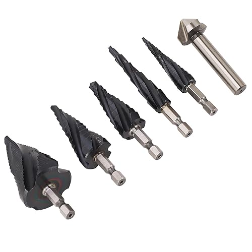 Miniatura 2 de Step Drill Bit Set, 4 Flute M35 Cobalt Pagoda Drill Bit Kit, 14 Inch Shank for Less Steel Hard Metal, Step for Wood Pla Aluminum Copper, Includes 5