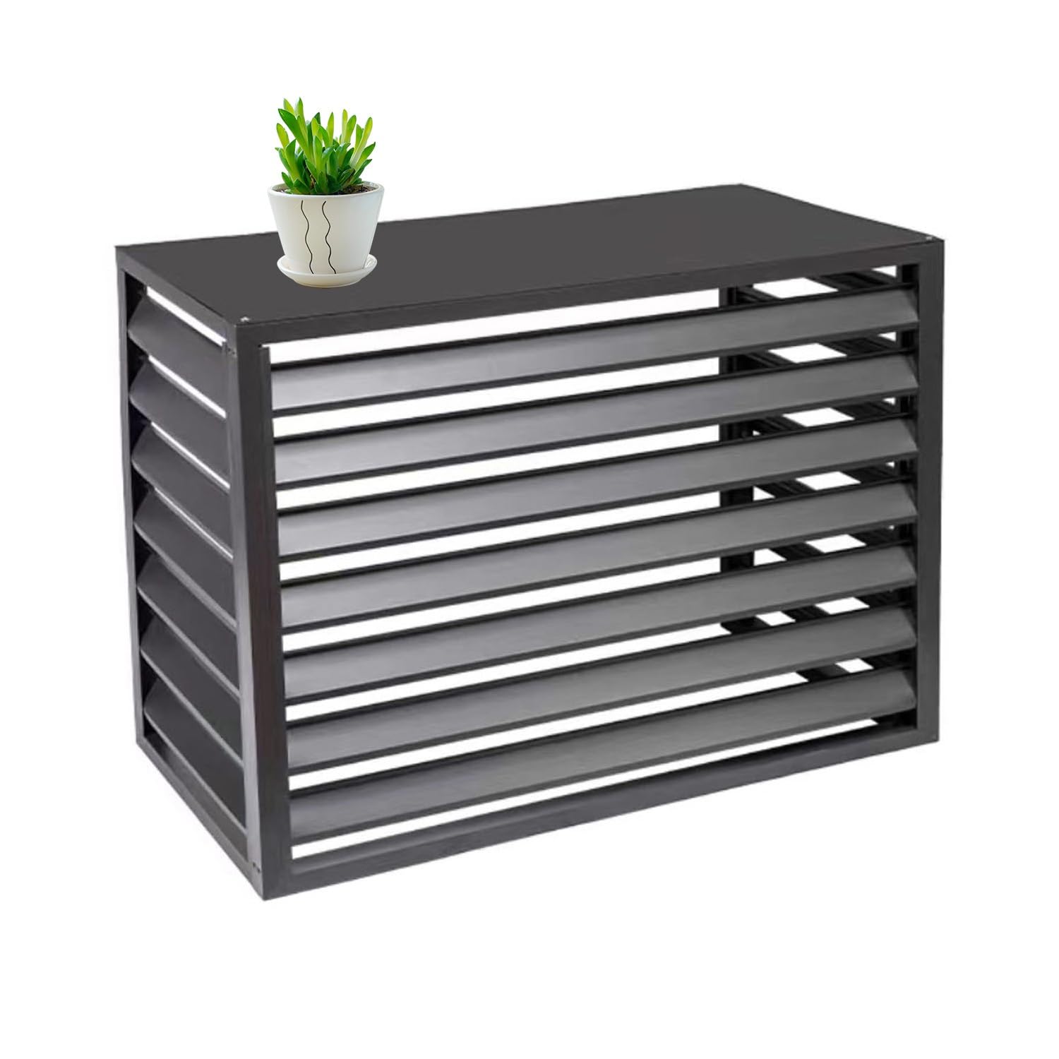 Aluminiowa pokrywa klimatyzatora i schronienie pompy ciepła, odporna na warunki atmosferyczne, pojemnik na śmieci do ogrodu (szary, 110 x 60 x 80 cm) ochrona, stylowy design