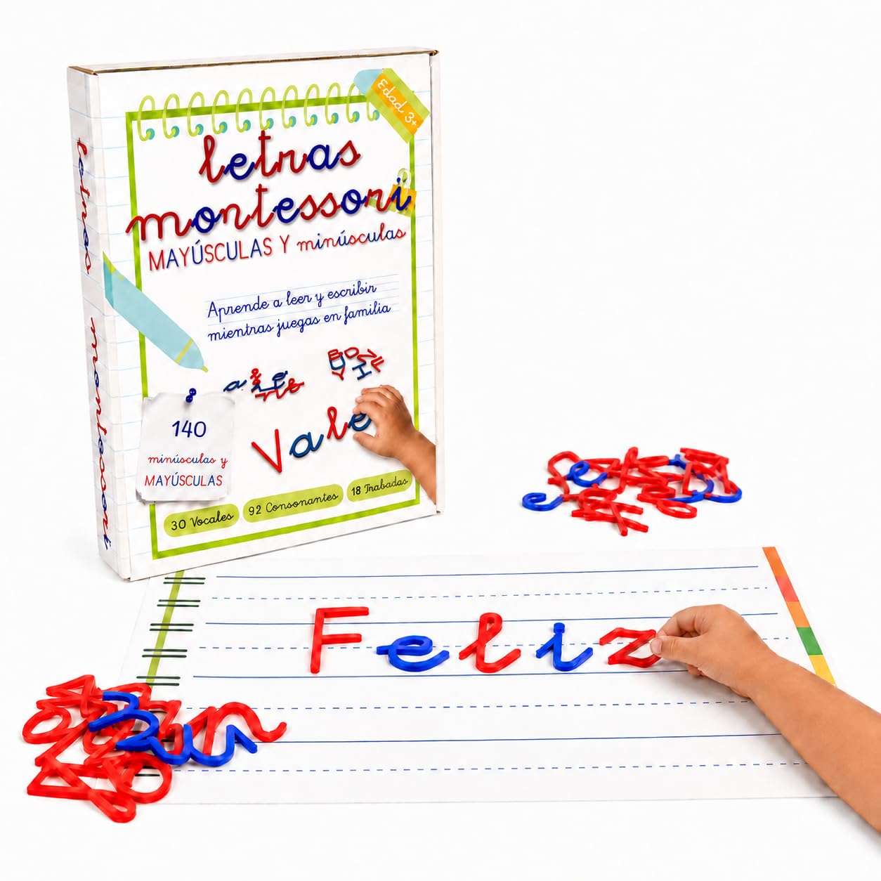 Małe litery Montessori i Majuscules - kompletny alfabet szkolny dla dzieci, gra edukacyjna do nauki czytania i pisania, alfabet 3-6 lat (PEŁNY KOMPLET) (PEŁNY MAŁY)