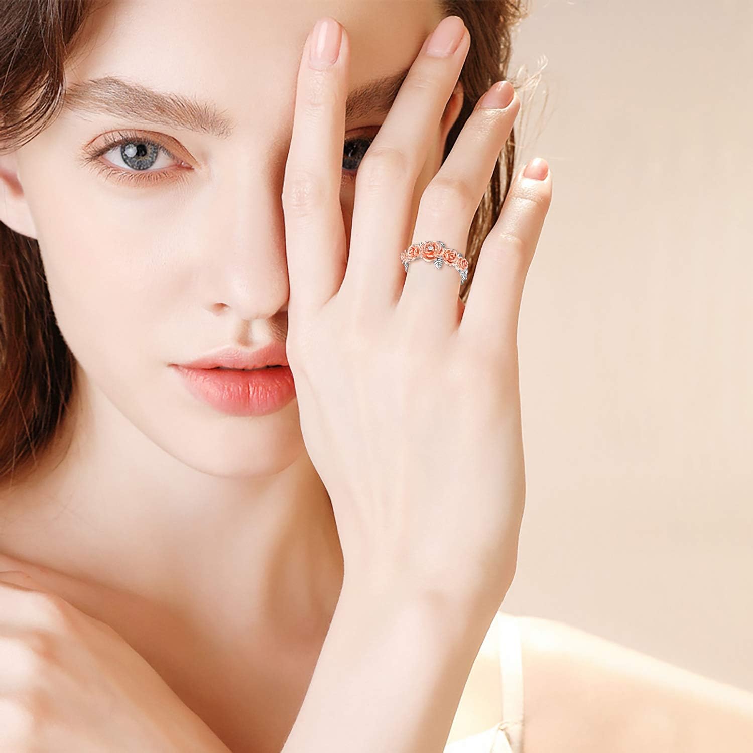 Rose Flower Ring 925 Sterling Sliver Weave Ring Jewelry Present for Women