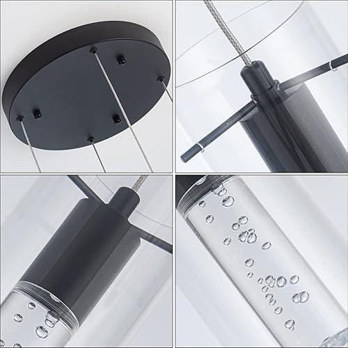 Miniatura 106 de Lámpara de techo colgante, iluminación LED de cocina, luces colgantes de cristal para isla de cocina, lámpara colgante de cocina moderna con vidrio