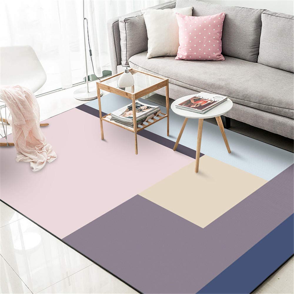 Tapis géométrique rose violet rectangulaire 40x120 cm de salon et salle de bain