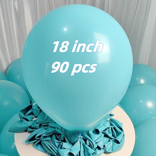 Miniatura 2 de Paquete de 90 globos grandes de látex turquesa de 18 pulgadas para decoraciones de fiestas y eventos ZWZLIULIAN