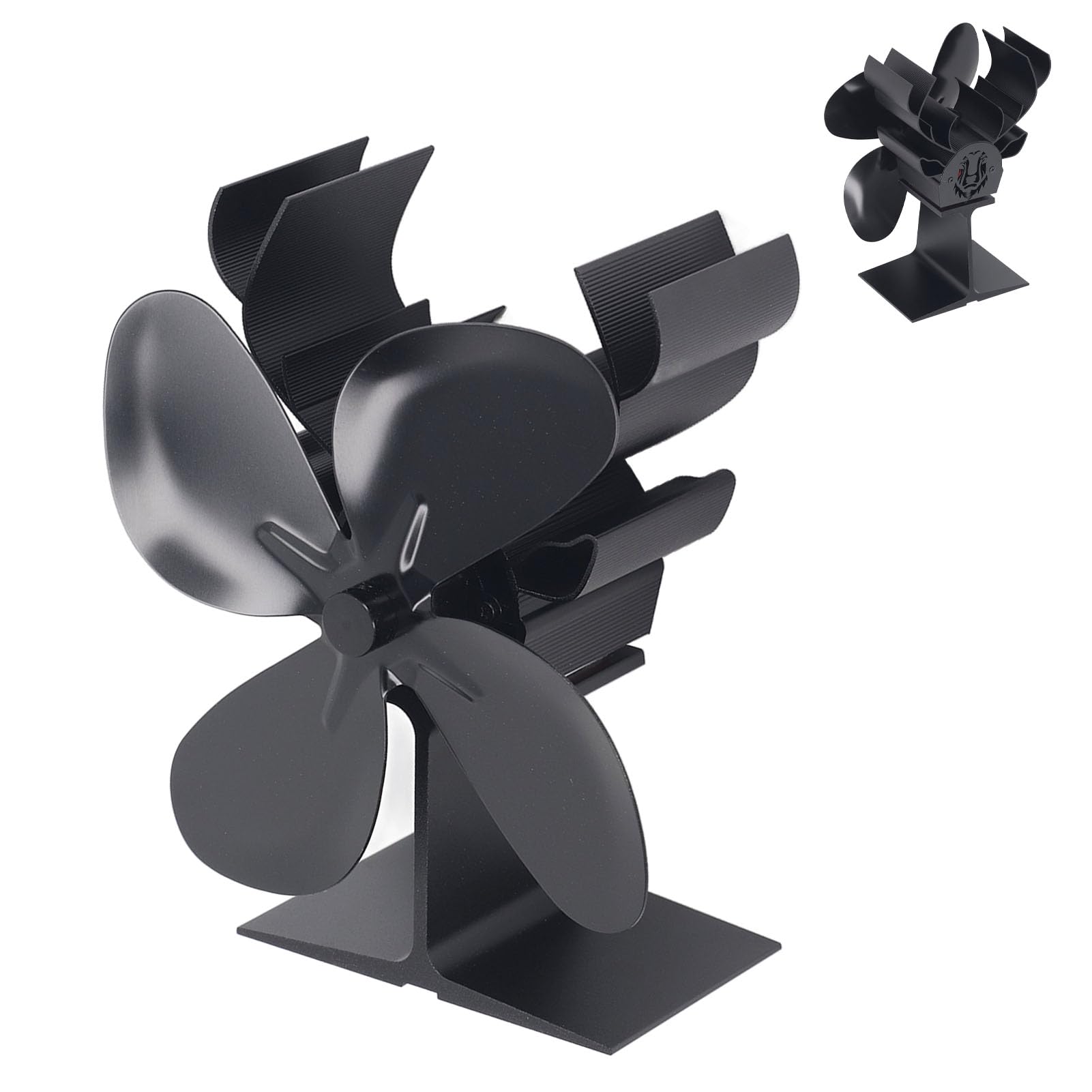 Ventilatore per Stufa a Legna con Grande Volume D'aria Alimentato a Calore per Caminetto, Funzionamento a Basso Rumore, Design Ecologico in Lega di Alluminio