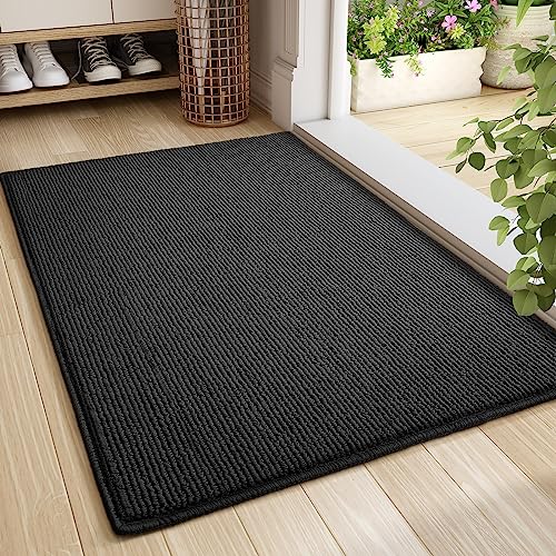Color G Felpudo Entrada Casa Antideslizante 60x90cm, Absorbente Alfombra Interior para Puerta Lavable Alfombrilla para Interior, Exterior, Pasillo, Cocina, Dormitorio - Negro