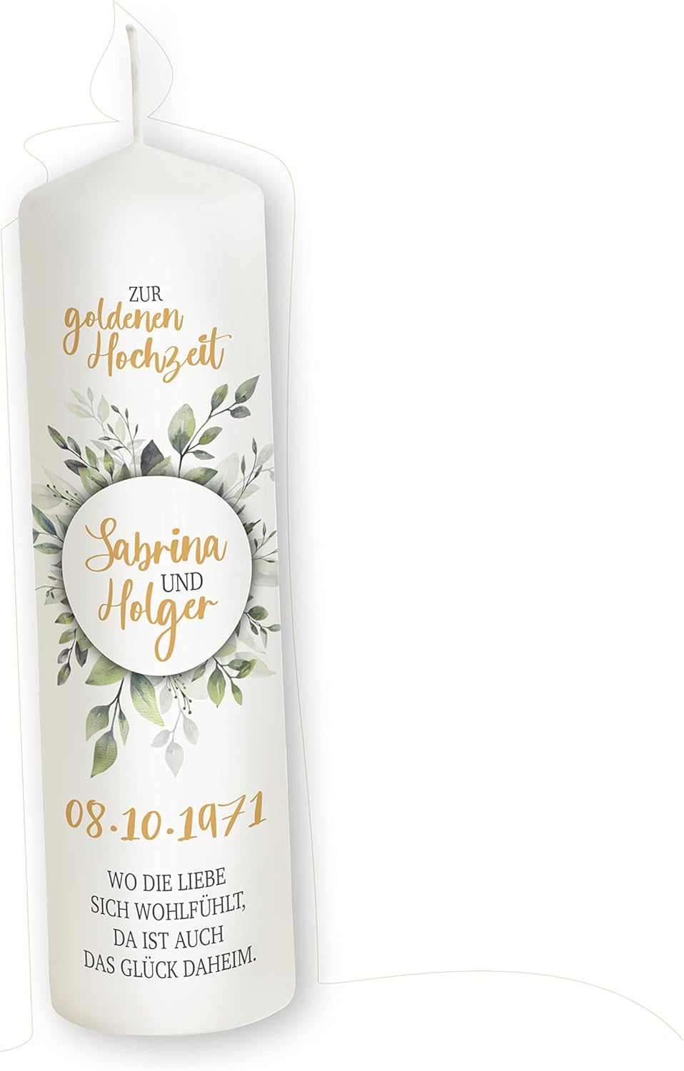 Liamoria Hochzeitskerze Personalisierbar - Brautkerze Mit Namen & Datum Modell Sophia