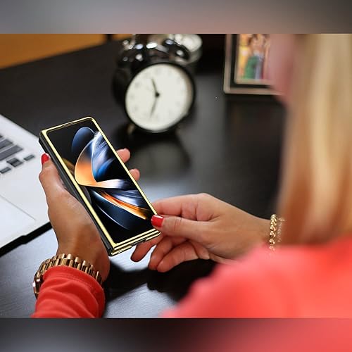 Miniatura 6 de Miimall Compatible con Galaxy Z Fold 4, PC+PU patrón de piel sintética chapado de lujo funda protectora ultrafina para Samsung Galaxy Z Fold 4 5G