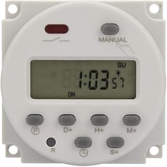 Akozon Digitally Displayed Timer Switch 1S  168h 5VA Small Timer Switch 7 Days Programmable for Electronic Control 5V DC Replacement Accessory