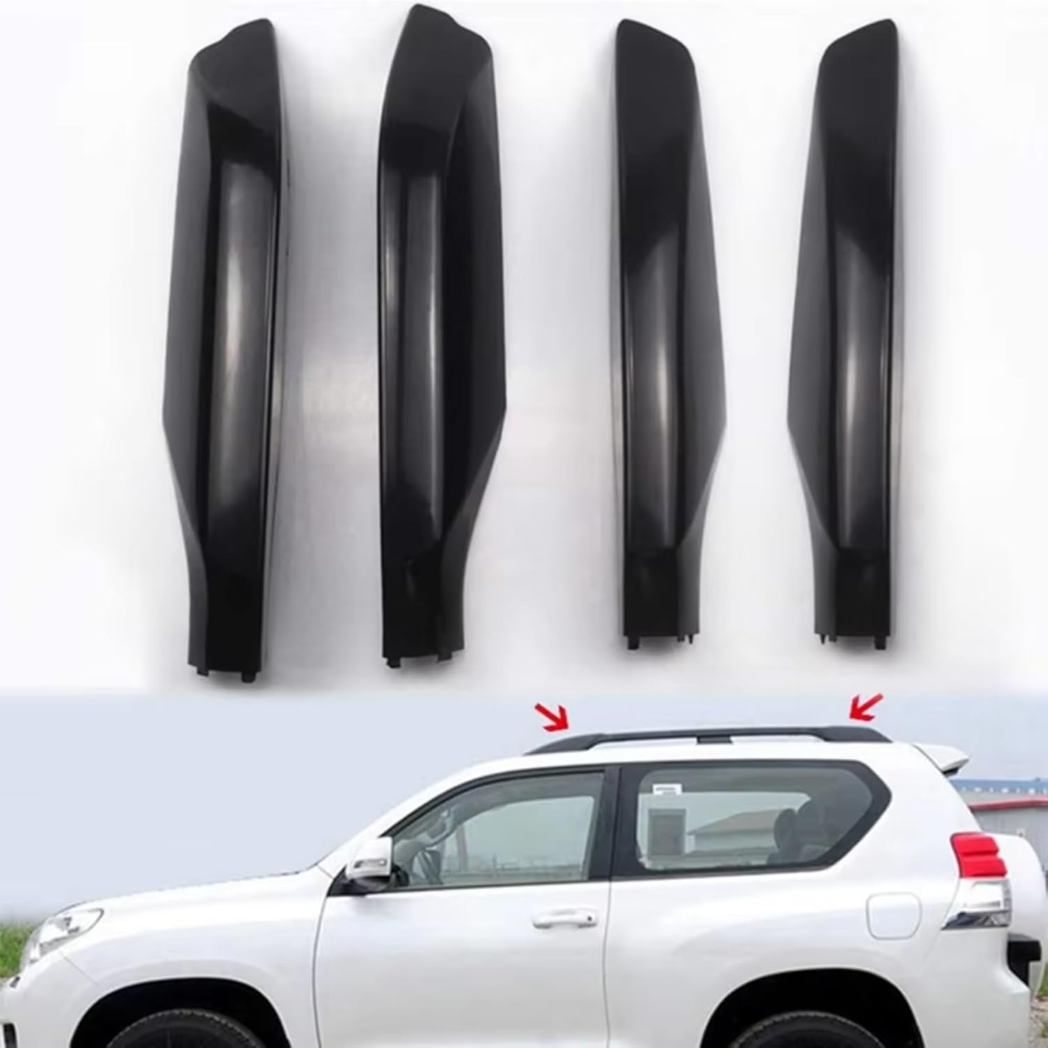 Roof Rack Shell End Compatible with Toyota for Land for Cruiser for Prado Lc150 2010-2020 4 Pcs Roof Rack Cover Rail End Lid Protection Case