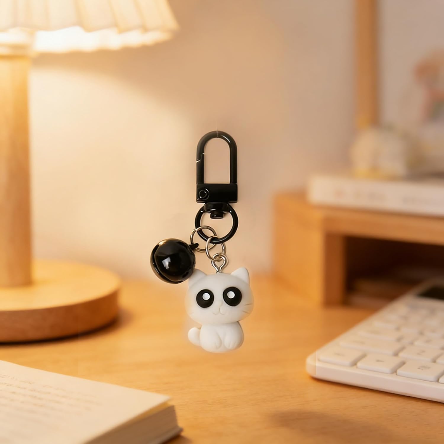 Cute Cat Keychain Charm With Bell And Secure Clip Lightweight Portable Accessory For Keys Backpacks Purses Luggage