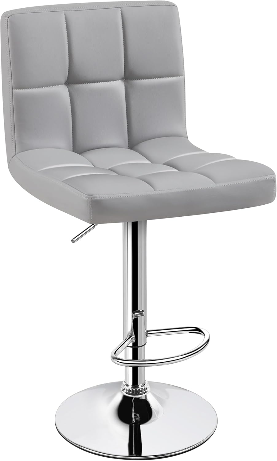 ( incomplete) Yaheetech Bar Stools, PU Leather Adjustable Barstools, Modern Counter Stools with Back and Footrest, Counter Height Barstools for Bar, Kitchen, Dining Room, Light Gray Set of 1 Light Grey