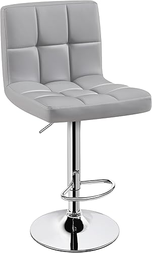 Miniatura 13 de Yaheetech Juego de 4 taburetes de bar giratorios de piel sintética, sillas de mostrador ajustables en altura, taburetes modernos con respaldo para