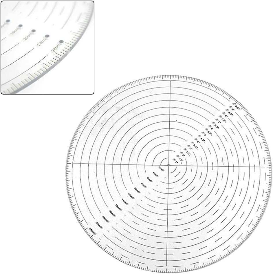 Round Center Finder, 10 Inch Circle Drawing Tool with Dual Scale for Woodworking, Acrylic Radius Gauge for Metal Glass Marking, Irregular Shape Center Locator, Lathe Turning