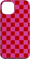 Vista 7 de Funda para iPhone 16 con diseño de cuadros rojo y rosa a cuadros #019