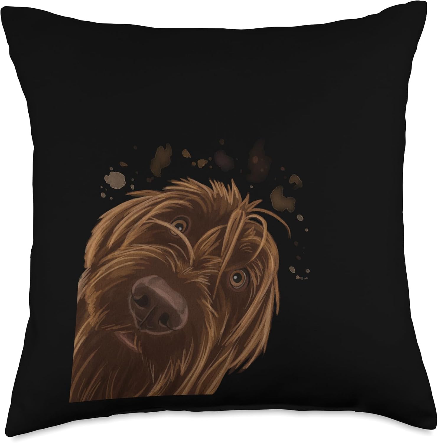 Funny Curious Dog Wirehaired Pointing Griffon Throw Pillow