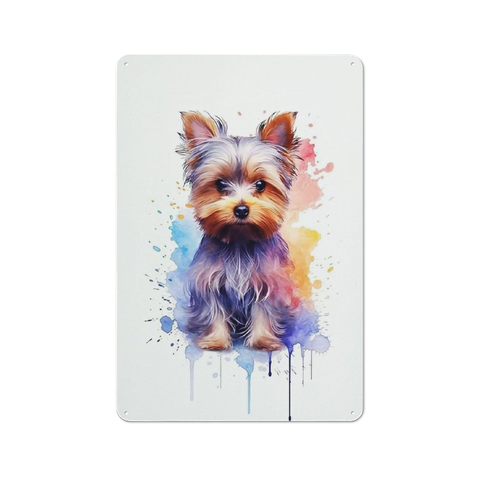 Junmoney Style-3 Tin Sign With Cute Yorkshire Terrier Dog Design 30X20cm, Vintage Workshop Wall Decor For Tool Room, Garage, Studio Or Home Bar