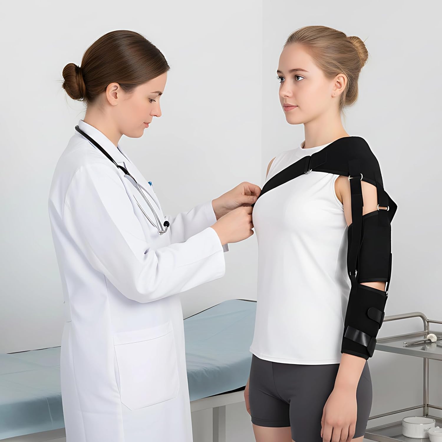 Shoulder Brace for Men, Extended Right Arm Sling for Women, Adjustable Shoulder Support, Shoulder Dislocation Immobilizer, Post Stroke Hemiplegia Support Recovery